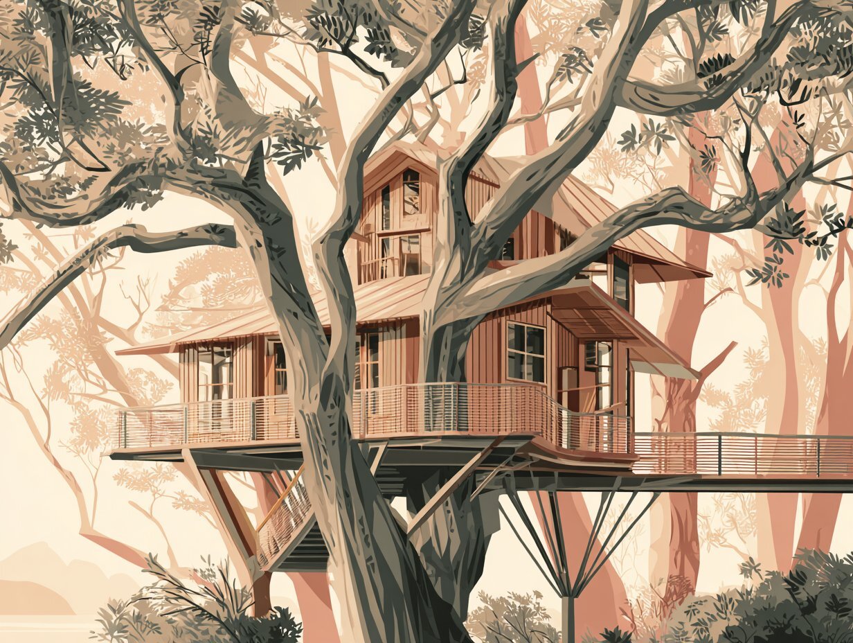 vecteur arbre cabanes perchees